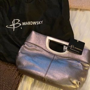 NWT B Makowsky clutch, genuine leather